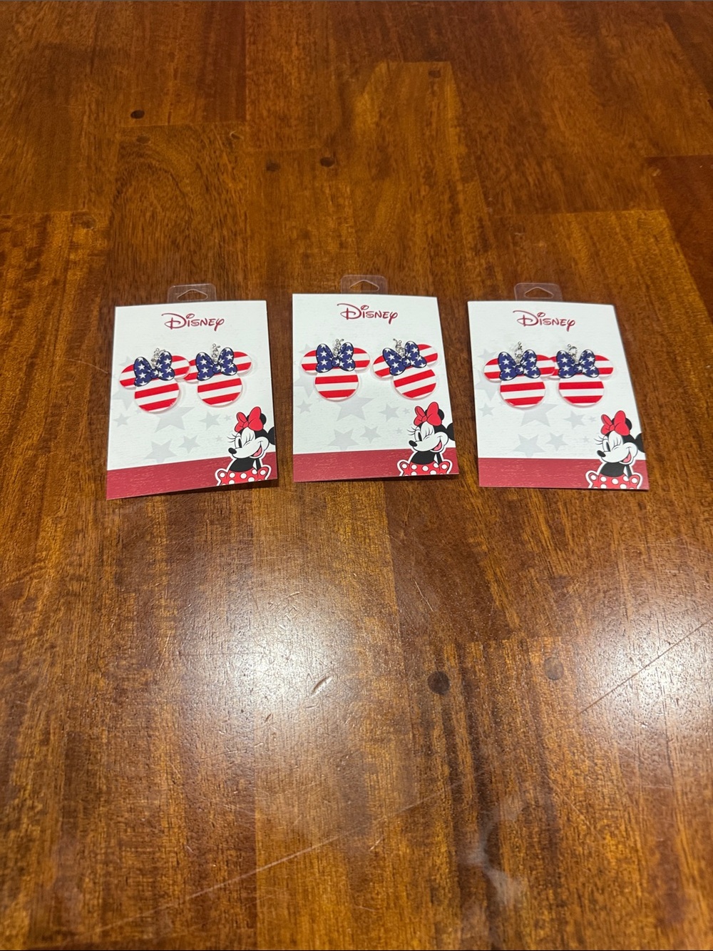 NWT Disney Minnie Mouse Patriotic Red, White & Blue Earrings - 3 Pack
